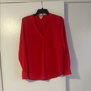 Red V-Neck Women's Top